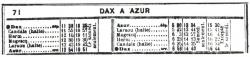 6 dax azur horaires octobre 1917