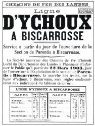 Ychoux biscarrosse horaires d ouverture de la ligne 22 mars 1903